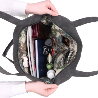 Velká kabelka na rameno s crossbody popruhem Tangerin materiál syntetická kůže zapínání na zip barva béžová velikost velká 1120 MO Vnitřek