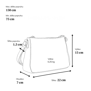Elegantní malá crossbody kabelka Carmelo materiál syntetická kůže zapínání na zip barva hnědá velikost malá 4666 TH Rozměry