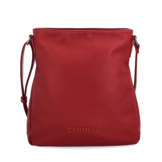 Designová crossbody kabelka Carmelo materiál syntetická kůže zapínání na zip barva červená velikost střední 4271 CV Zepředu