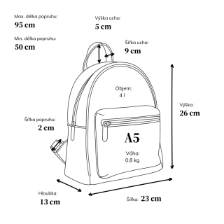 Malý batůžek s moderním designem Carmelo materiál syntetická kůže zapínání na zip barva béžová velikost malá 4314 K Rozměry