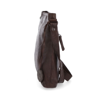 Kožená crossbody kabelka ve vintage stylu Noelia Bolger materiál kůže zapínání na zip barva hnědá velikost malá NB 2001 H Z boku