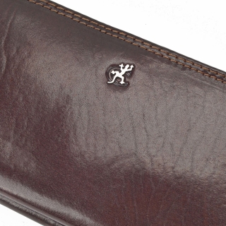 Kožená peněženka penál Cosset materiál kůže zapínání na zip barva hnědá velikost velká 4401 Komodo H Logo