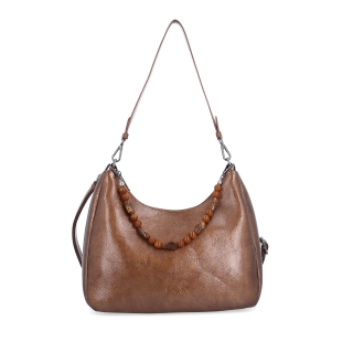 Kabelka přes rameno i crossbody s odepínacími popruhy Le Sands materiál syntetická kůže zapínání na zip barva metalická velikost střední 4637 STAZL Zepředu