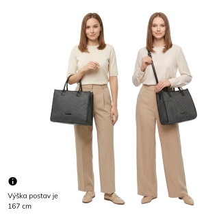Městská kabelka s pevnými uchy a odnímatelným popruhem Le Sands materiál syntetická kůže zapínání na zip barva béžová velikost střední 4623 NAT Na postavě