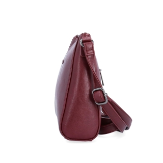 Minimalistická crossbody kabelka do města Le Sands materiál syntetická kůže zapínání na zip barva vínová velikost malá 7706 BO Z boku