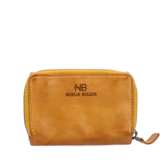 Kožená peněženka s kapsou na zip Noelia Bolger materiál kůže zapínání na cvoček barva žlutá velikost malá 5136 NB ZLU Zezadu
