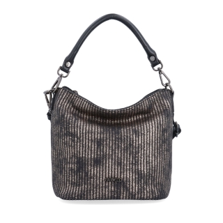 Stylová crossbody kabelka s originálním vzorem Carmelo materiál syntetická kůže zapínání na zip barva metalická velikost malá 4380 BR Zepředu