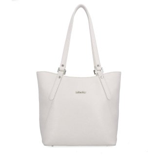 Prostorná shopper kabelka přes rameno LeSands materiál syntetická kůže zapínání na zip barva béžová velikost velká 7703 BE Zepředu
