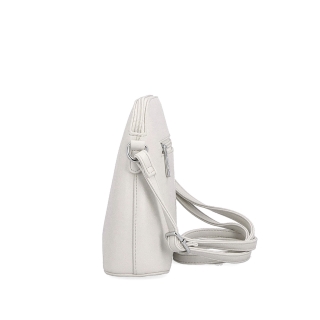 Malá minimalistická crossbody kabelka LeSands materiál syntetická kůže zapínání na zip barva béžová velikost malá 7712 BE Z boku