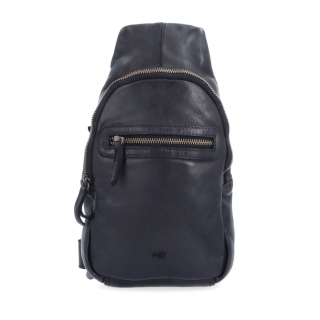 Kožený crossbody bodybag s variabilním nošením Noelia Bolger materiál kůže zapínání na zip barva černá velikost malá NB 2034 C Zepředu
