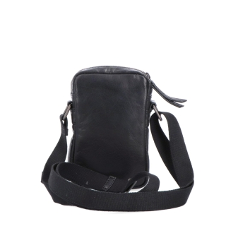 Malá kožená crossbody Poyem materiál kůže zapínání na zip barva černá velikost malá 2220 Poyem C Zezadu
