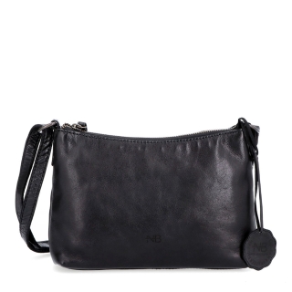 Praktická kožená crossbody na každý den Noelia Bolger materiál kůže zapínání na zip barva černá velikost malá NB 2406 C Zepředu