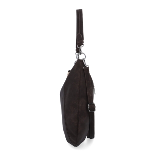 Praktická kabelka přes rameno i crossbody s prošitím Carmelo materiál syntetická kůže zapínání na zip barva hnědá velikost střední 4656 TH Z boku