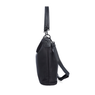 Elegantní dámská kabelka se dvěma popruhy Carmelo materiál nylon zapínání na zip barva černá velikost střední 6603 C Z boku