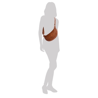 Malá kožená moonbag kabelka Noelia Bolger materiál kůže zapínání na zip barva koňaková velikost malá NB 2411 KO Na postavě