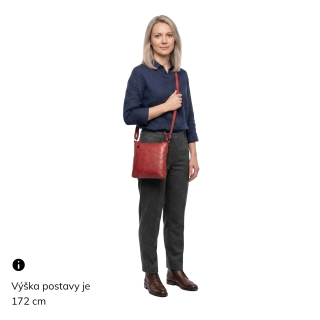 Elegantní kožená crossbody kabelka Noelia Bolger materiál kůže zapínání na zip barva červená velikost malá NB 2415 CV Na postavě
