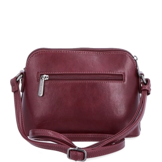 Minimalistická crossbody kabelka Le Sands materiál syntetická kůže zapínání na zip barva vínová velikost malá 7710 BO Zezadu