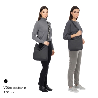 Městská kabelka stylu hobobag s odnímatelným popruhem Tangerin materiál syntetická kůže zapínání na zip barva šedá velikost střední 4367 ANT Na postavě