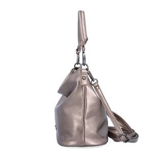 Elegantní kabelka s jemným leskem a praktickým tvarem Le Sands materiál syntetická kůže zapínání na zip barva metalická velikost malá 4368 BR Z boku