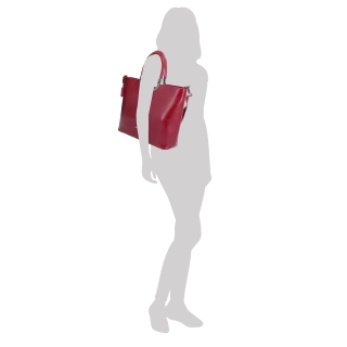 Velká designová kabelka Noelia Bolger materiál kůže zapínání na zip barva červená velikost velká NB 0049 TCV Na postavě