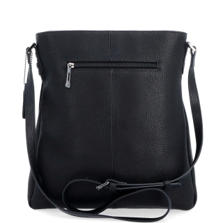 Minimalistická kožená crossbody kabelka pro každý den Noelia Bolger materiál kůže zapínání na zip barva černá velikost střední NB 3005 C Zezadu
