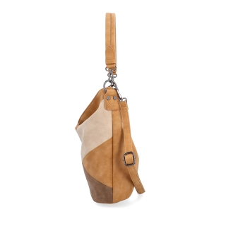 Hobo kabelka s originálním patchwork designem Tangerin materiál syntetická kůže zapínání na zip barva koňaková velikost střední 1119 CAM Z boku
