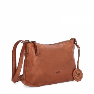 Praktická kožená crossbody na každý den Noelia Bolger materiál kůže zapínání na zip barva koňaková velikost malá NB 2406 KO