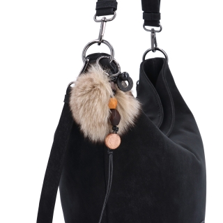 Stylová hobo kabelka s odepínacími popruhy Carmelo materiál syntetická kůže zapínání na zip barva černá velikost střední 4657 C Detail