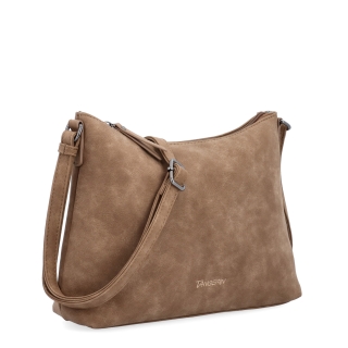 Dámská elegantní crossbody kabelka Tangerin materiál syntetická kůže zapínání na zip barva taupe velikost malá 1110 T