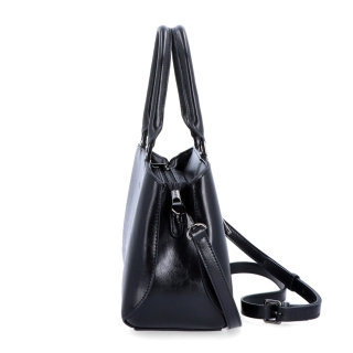 Elegantní dámská kabelka do ruky Noelia Bolger materiál kůže zapínání na zip barva černá velikost malá NB 0101 C Z boku