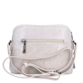 Luxusní malá kožená crossbody kabelka Noelia Bolger materiál kůže zapínání na zip barva bílá velikost malá NB 0080 OW Zezadu