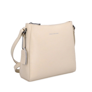 Kožená kabelka crossbody Noelia Bolger Noelia Bolger materiál kůže zapínání na zip barva béžová velikost malá NB 0097 BE