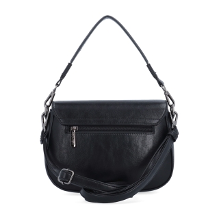 Stylová crossbody kabelka s klopou Le Sands materiál syntetická kůže zapínání s klopou barva černá velikost malá 7730 C Zezadu