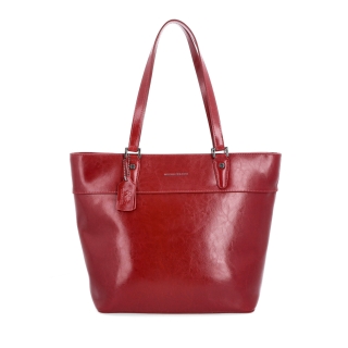 Kožená shopper kabelka Noelia Bolger materiál kůže barva červená velikost velká NB 0076 TCV Zepředu