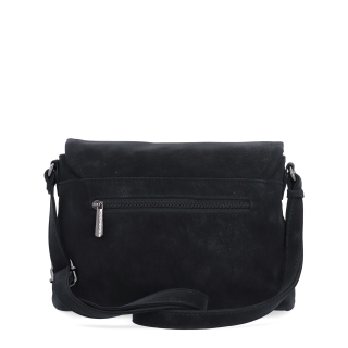 Stylová crossbody kabelka s praktickou klopou Carmelo materiál syntetická kůže zapínání na zip barva černá velikost malá 4661 C Zezadu