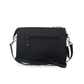 Elegantní crossbody kabelka Noelia Bolger materiál kůže zapínání na zip barva černá velikost malá NB 0042 C Zezadu