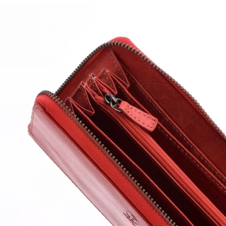 Kožená peněženka penál Poyem materiál kůže zapínání na zip barva červená velikost velká 5212 Poyem CV Detail