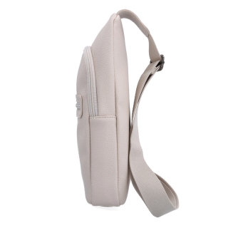 Praktický bodybag na zip Carmelo materiál syntetická kůže zapínání na zip barva béžová velikost střední 4356 BE Z boku