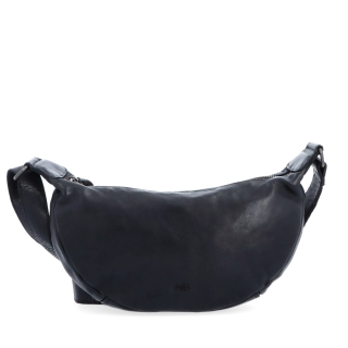 Malá kožená moonbag kabelka Noelia Bolger materiál kůže zapínání na zip barva černá velikost malá NB 2411 C Zepředu