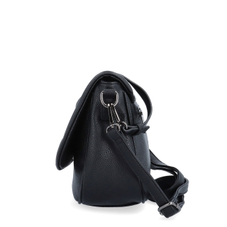 Dámská crossbody kabelka s jemnou strukturou Carmelo materiál syntetická kůže zapínání s klopou barva černá velikost střední 4361 C Z boku