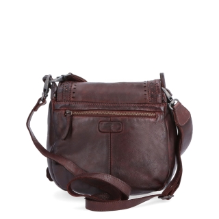 Kožená crossbody kabelka se zdobenou klopou Noelia Bolger materiál kůže zapínání s klopou barva vínová velikost střední NB 2030 BO Zezadu