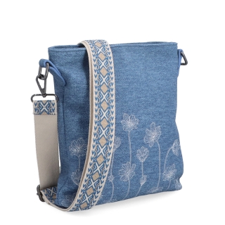 crossbody kabelka s motivem a odepínacím popruhem Indee materiál syntetická kůže zapínání na zip barva modrá velikost malá 6335 M
