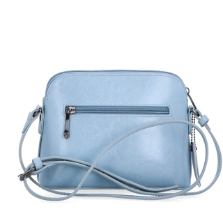 Luxusní malá kožená crossbody kabelka Noelia Bolger materiál kůže zapínání na zip barva modrá velikost malá NB 0080 SM Zezadu