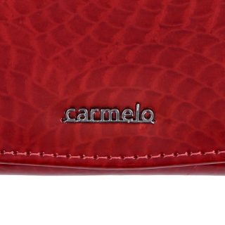 Elegantní dámská lakovaná kožená peněženka Carmelo materiál kůže zapínání na cvoček barva červená velikost velká 2109 B CV Logo