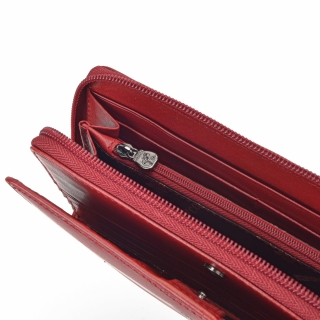 Kožená peněženka penál Cosset materiál kůže zapínání na zip barva červená velikost velká 4401 Komodo CV Detail