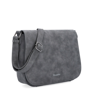 Elegantní crossbody kabelka s klopou Tangerin materiál syntetická kůže zapínání na zip barva šedá velikost střední 1115 ANT