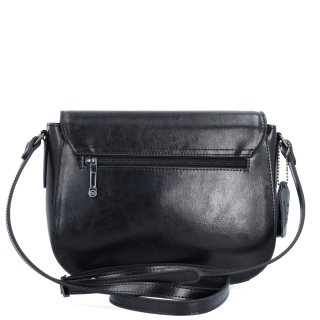 Elegantní kožená crossbody kabelka s klopou Noelia Bolger materiál kůže zapínání s klopou barva černá velikost malá NB 0117 C Zezadu
