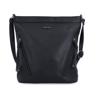 Crossbody kabelka s ozdobnými zipy Tangerin materiál syntetická kůže zapínání na zip barva černá velikost střední 8050 C Zepředu