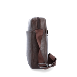 Elegantní pánská taška Tangerin materiál syntetická kůže zapínání na zip barva hnědá velikost střední 2319 H Z boku