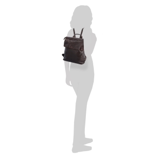 Kožený batoh s klopou ve vintage stylu Noelia Bolger materiál kůže zapínání na zip barva hnědá velikost střední NB 2014 H Na postavě